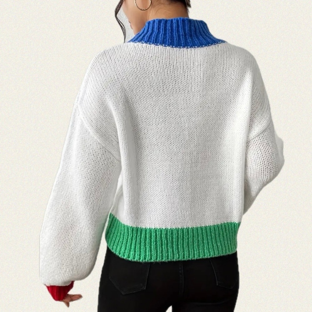 Colorblock High Neck Sweater - Picture 2 of 13